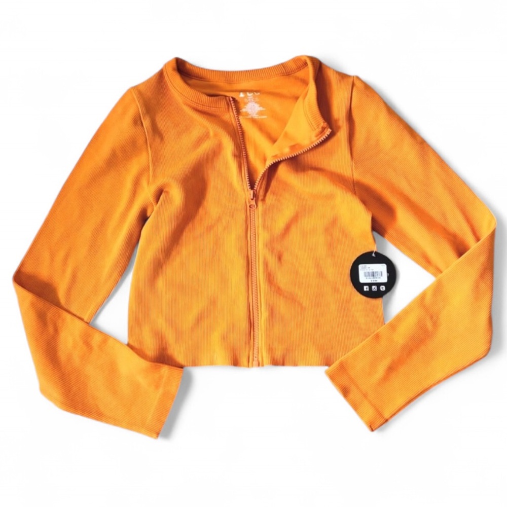 Orange Zip-Up Cropped Tee